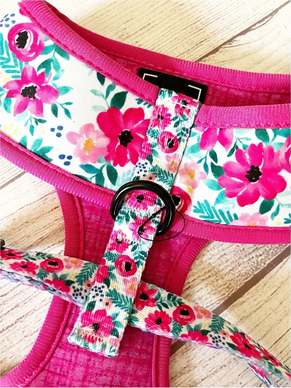 Sassy Wolf pink floral reversible harness L